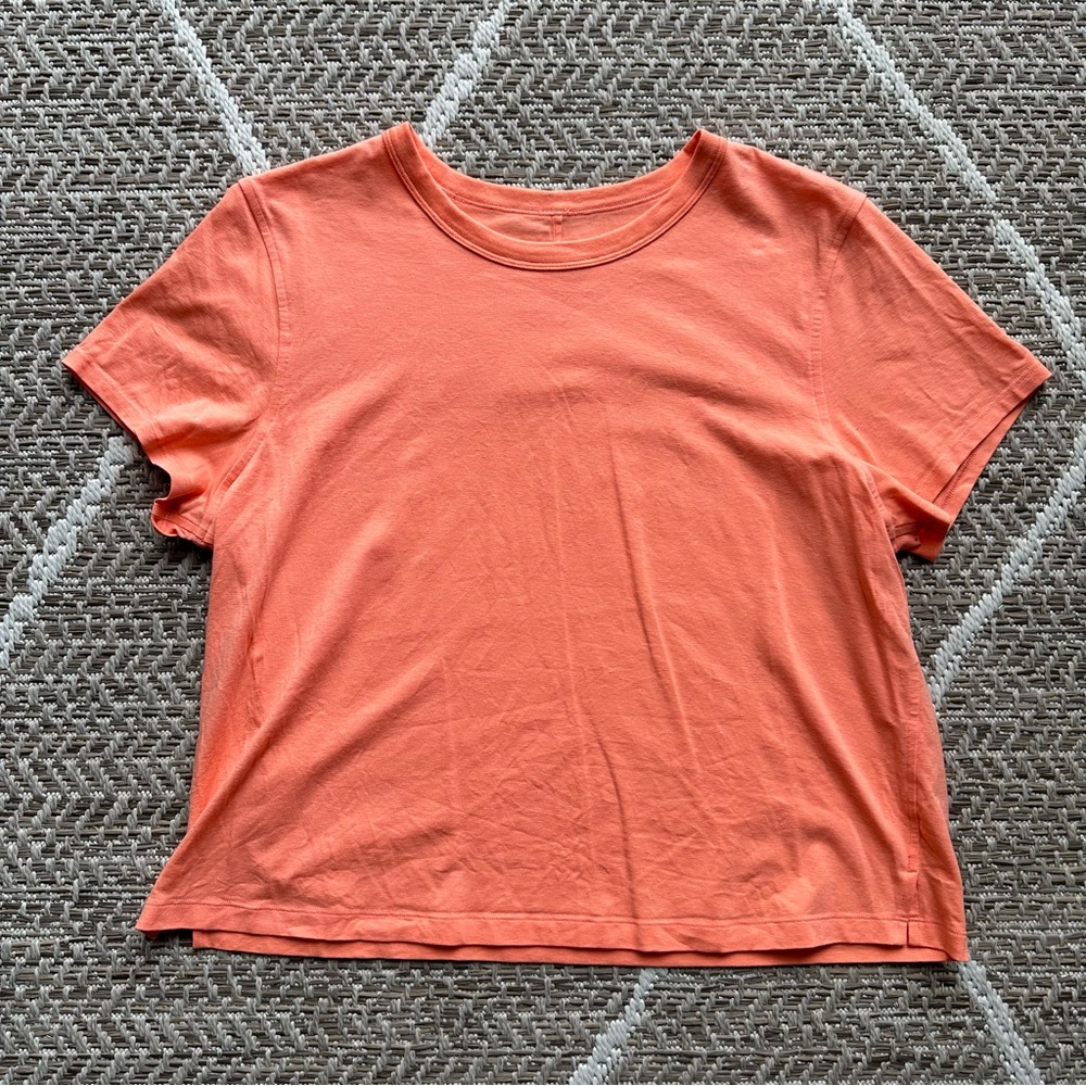 Lululemon Classic-Fit Cotton-Blend T-Shirt (Sunny Coral, Size 10)